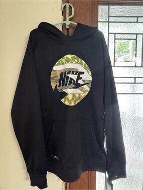 Nike Black Hoodie with Camo Circle Logo